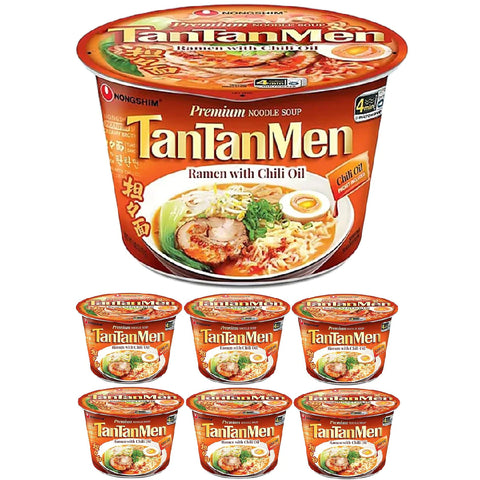 Nongshim Tantanmen Premium Noodle Soup Bowl, Ramen w/Chili Oil, 3.56 Oz - Pack 6 - Cutimart