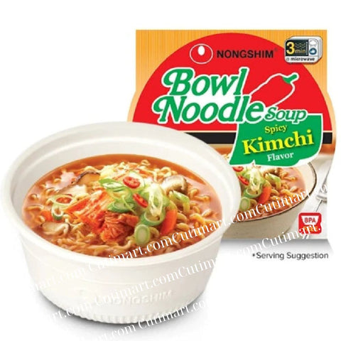 Nongshim Kimchi Instant Ramen Noodle Soup Bowl, 3.03 oz - Pack 12