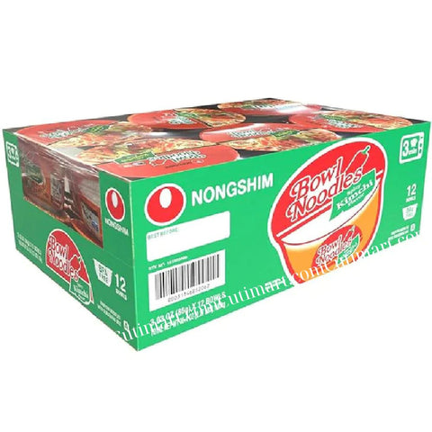 Nongshim Kimchi Instant Ramen Noodle Soup Bowl, 3.03 oz - Pack 12