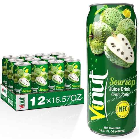 Vinut Soursop Juice Drink With Pulp (Nước Mãng Cầu) - 16.57 Fl Oz - Pack 6