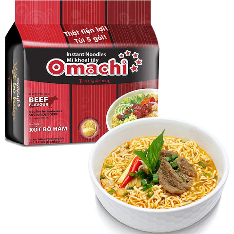 Omachi Instant Noodles - Beef Stew Flavor (Mì Omachi Xốt Bò Hầm) - 2.7 oz