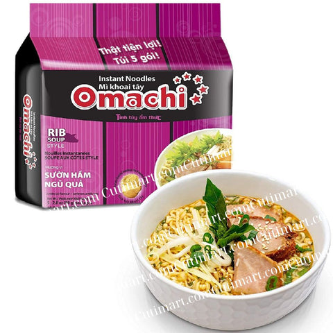 Omachi Instant Noodles-Braised Pork Rib Flavor (Mì Omachi Sườn Hầm Ngũ Quả)- 2.7 oz