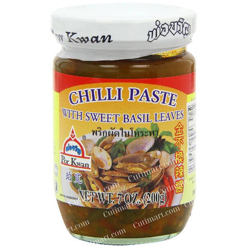 Por Kwan Thai Chili Paste With Sweet Basil Leaves-7oz