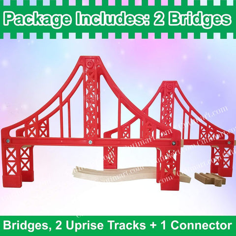 Premium Double Suspension Bridge, Wooden Toy Accessories (Set Cây Cầu Bằng Gỗ)