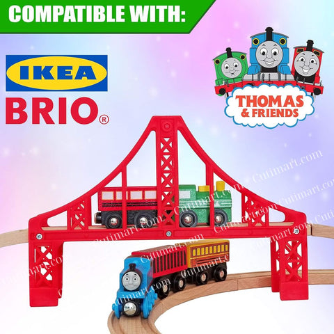 Premium Double Suspension Bridge, Wooden Toy Accessories (Set Cây Cầu Bằng Gỗ)