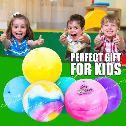 Premium Marbleized Bouncy Balls Plus Pump, 9 Inch (Banh Màu Cẩm Thạch) - Pack 6