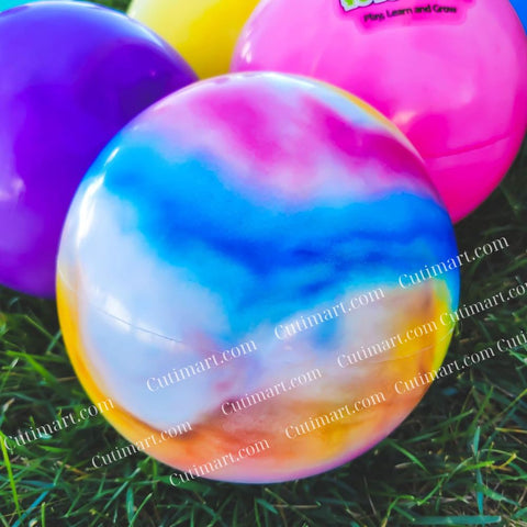 Premium Marbleized Bouncy Balls Plus Pump, 9 Inch (Banh Màu Cẩm Thạch) - Pack 6