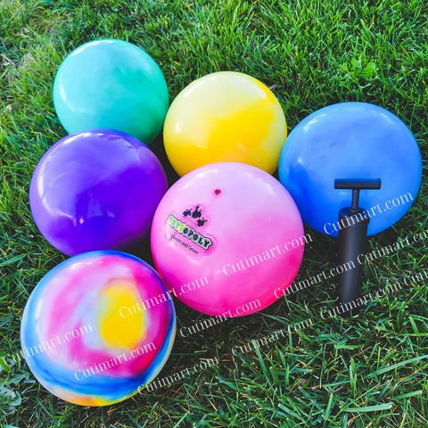 Premium Marbleized Bouncy Balls Plus Pump, 9 Inch (Banh Màu Cẩm Thạch) - Pack 6