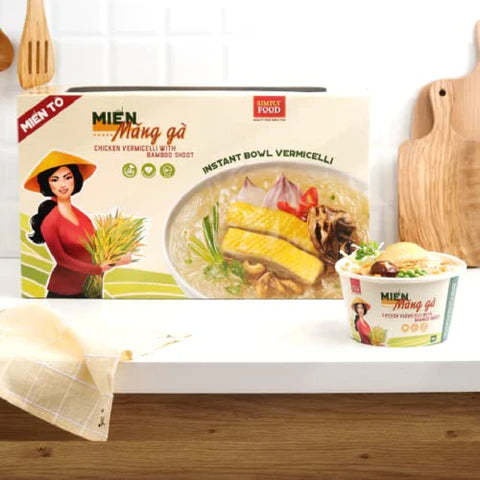 SIMPLY FOOD Instant Chicken and Bamboo Glass Noodles (Miến Măng Gà) - Pack 9
