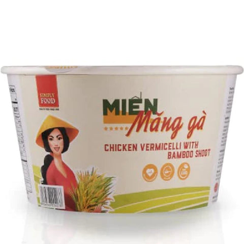 SIMPLY FOOD Instant Chicken and Bamboo Glass Noodles (Miến Măng Gà) - Pack 9