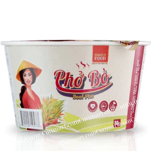 SIMPLY FOOD Instant Vietnamese Beef Pho Noodles (Phở Bò) - Pack 9