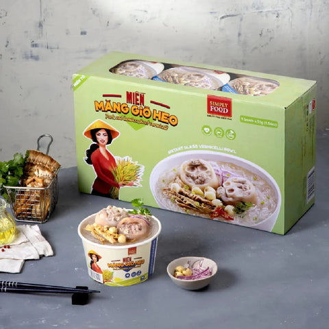 SIMPLY FOOD Pork Bamboo Glass Noodles (Miến Măng Giò Heo) - Pack 9