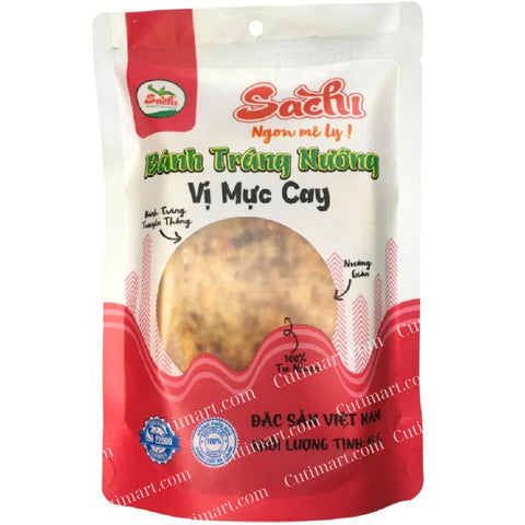 Sachi Grilled rice paper with spicy squid flavor (Bánh tráng nướng vị mực cay) - 1.59 Oz