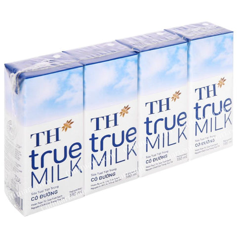 TH True Milk UHT Sweetened Fresh Milk (Sữa Tươi Có Đường TH True Milk) - 180ml