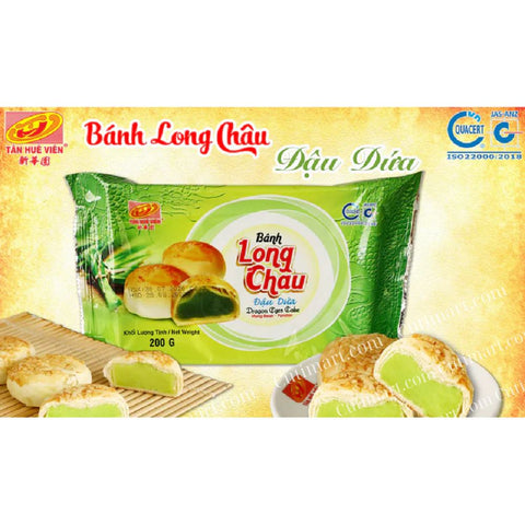 Tan Hue Vien Dragon Pearl Cake -Mung Bean, Pandan (Bánh Long Châu Lá Dứa) -6 counts