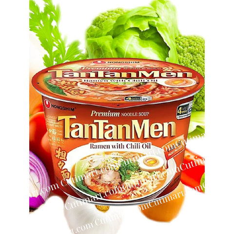 Nongshim Tantanmen Premium Noodle Soup Bowl, Ramen w/Chili Oil, 3.56 Oz - Pack 6