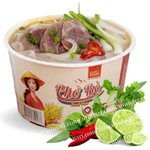 SIMPLY FOOD Instant Vietnamese Beef Pho Noodles (Phở Bò) - Pack 9