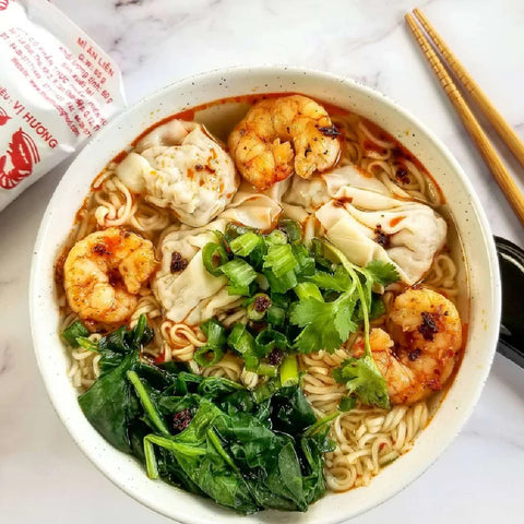 Vi Huong Two Shrimp Instant Noodles - Shrimp Flavor (Mì Vị Hương Tôm) - Pack 10