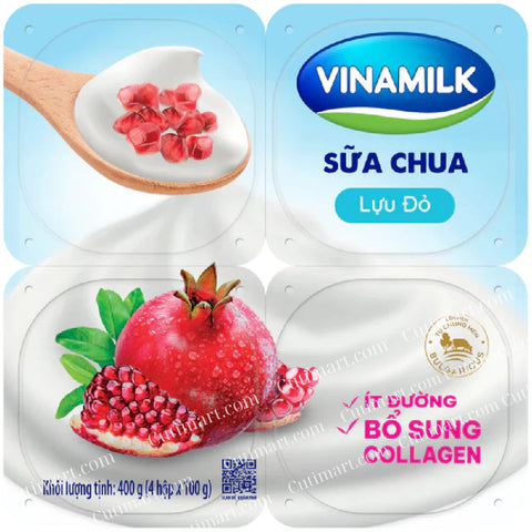 Vinamilk Pomegranate Less Sugar Collagen Yogurt (Sữa Chua Vinamilk Lựu Đỏ Ít Đường Collagen) - 400g