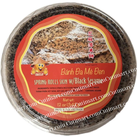 Smile Brand Black Sesame Cracker (Bánh Tráng Mè Đen) - 10.5oz