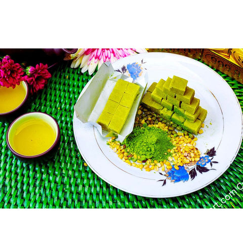 Minh Ngoc Mung Bean Cake Matcha Flavor (Bánh Đậu Xanh Trà Xanh) - 150 g