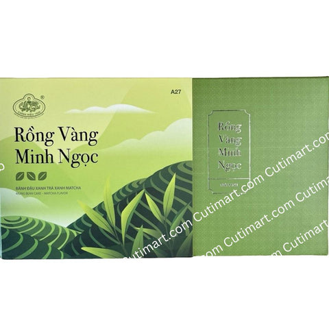 Minh Ngoc Mung Bean Cake Matcha Flavor (Bánh Đậu Xanh Trà Xanh) - 150 g