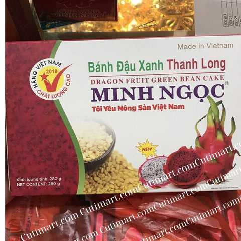 Minh Ngoc Dragon Fruit Mung Bean Cake (Bánh Đậu Xanh Thanh Long Đỏ) - 300g