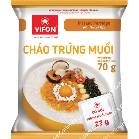 Vifon Instant Porridge with Salted Egg (Cháo Trứng Muối) (1Box/30 Bags) - 70 g