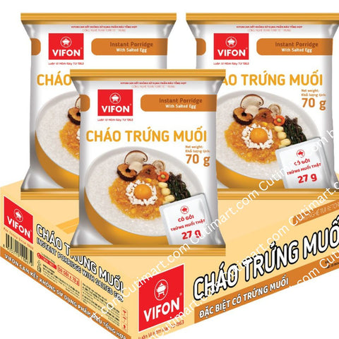 Vifon Instant Porridge with Salted Egg (Cháo Trứng Muối) (1Box/30 Bags) - 70 g