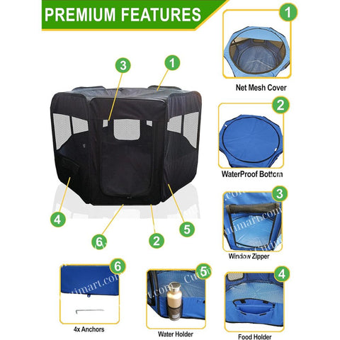 Portable Pet Playpen 45 x45x22" Premium Large Size Puppy Kennel (Lồng Thú Cưng)