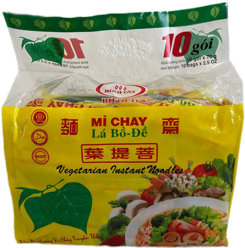 Binh Tay La Bo De Vegetarian Instant Noodles (Mì Chay Lá Bồ Đề) - Pack 10