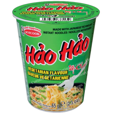 Acecook Hao Hao Instant Noodles Cups - Vegetarian Flavor (Mì Ly Chay) 12 Cups - 2.3 Oz