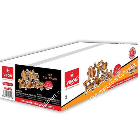 Vifon Instant Dried Noodles with Spicy Salted Egg (Mì Trộn Trứng Muối Cay) (1Box/24 Bags) - 4.59 oz