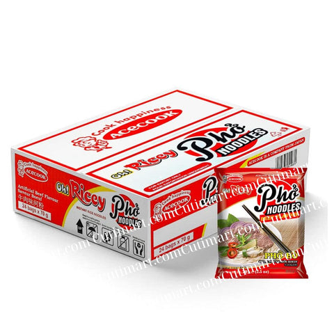 Acecook Oh! Ricey Pho Noodles Beef Flavour ( Phở Bò Ricey) - 70g (Pack of 24)