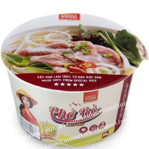 SIMPLY FOOD Instant Vietnamese Beef Pho Noodles (Phở Bò) - Pack 9