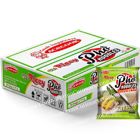 Acecook Oh! Ricey Pho Noodles Chicken Flavour ( Phở Gà Ricey) - 70g (Pack of 24)