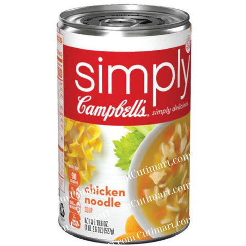 Campbell's Simply Chicken Noodle Soup, 18.6 Oz Can - Pack 8